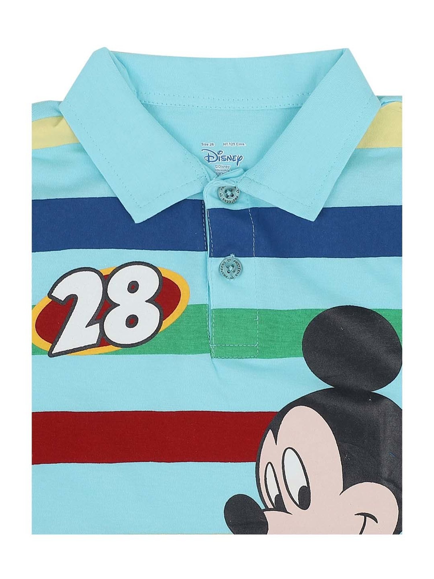 Proteens Kids Blue & Red Cotton Printed Mickey & Friends Polo T-Shirt