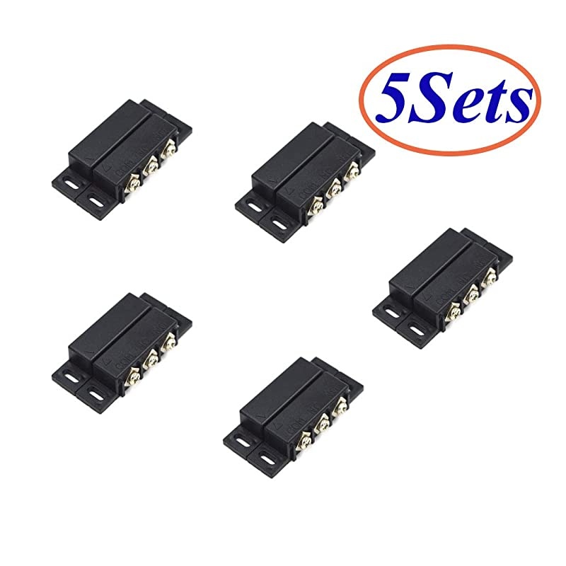 5Sets Magnetic Reed Switch Normally Open Closed NC NO Door Alarm Window Security/Magnetic Door Switch/Magnetic Contact Switch/Reed Switch for GPS,Alarm or Other Device,DC 5V 12V 24V Light