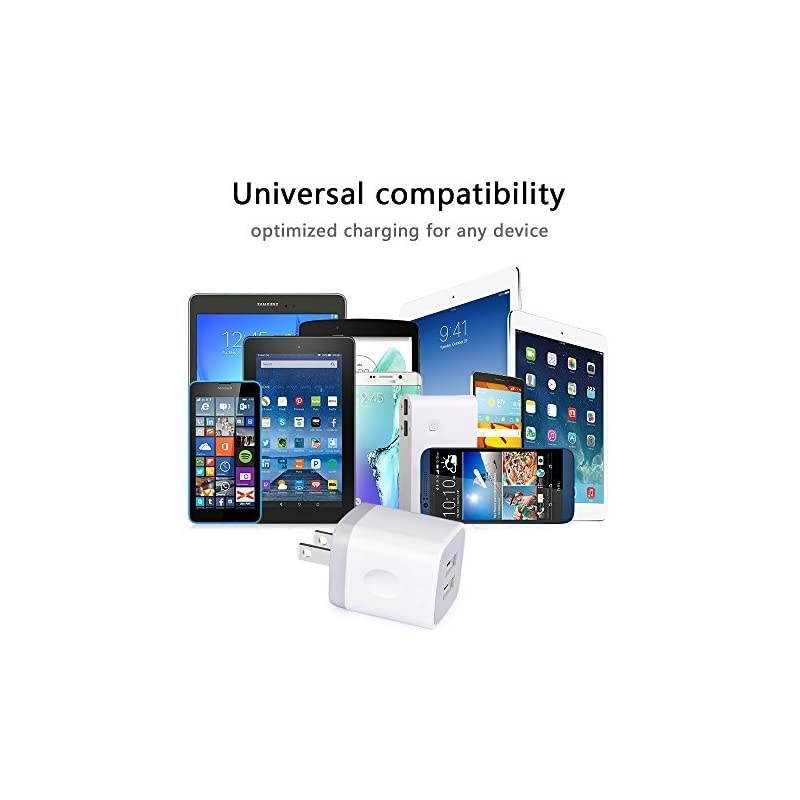 Charger USB Brick 3Pack 21A5V Dual Port USB Plug Charger Cube Power Adapter Fast Charging Block for iPhone X 8 7 6 Plus 5S iPad Samsung Galaxy S8 S7 S6 Edge LG ZTE Moto Android Phone