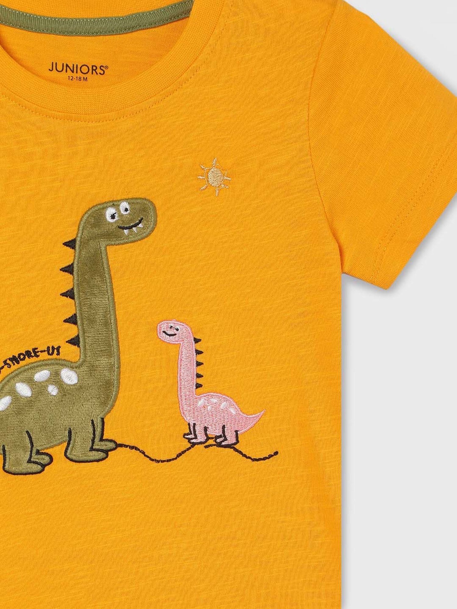 Juniors by Lifestyle Mustard Cotton Embroidered T-Shirt