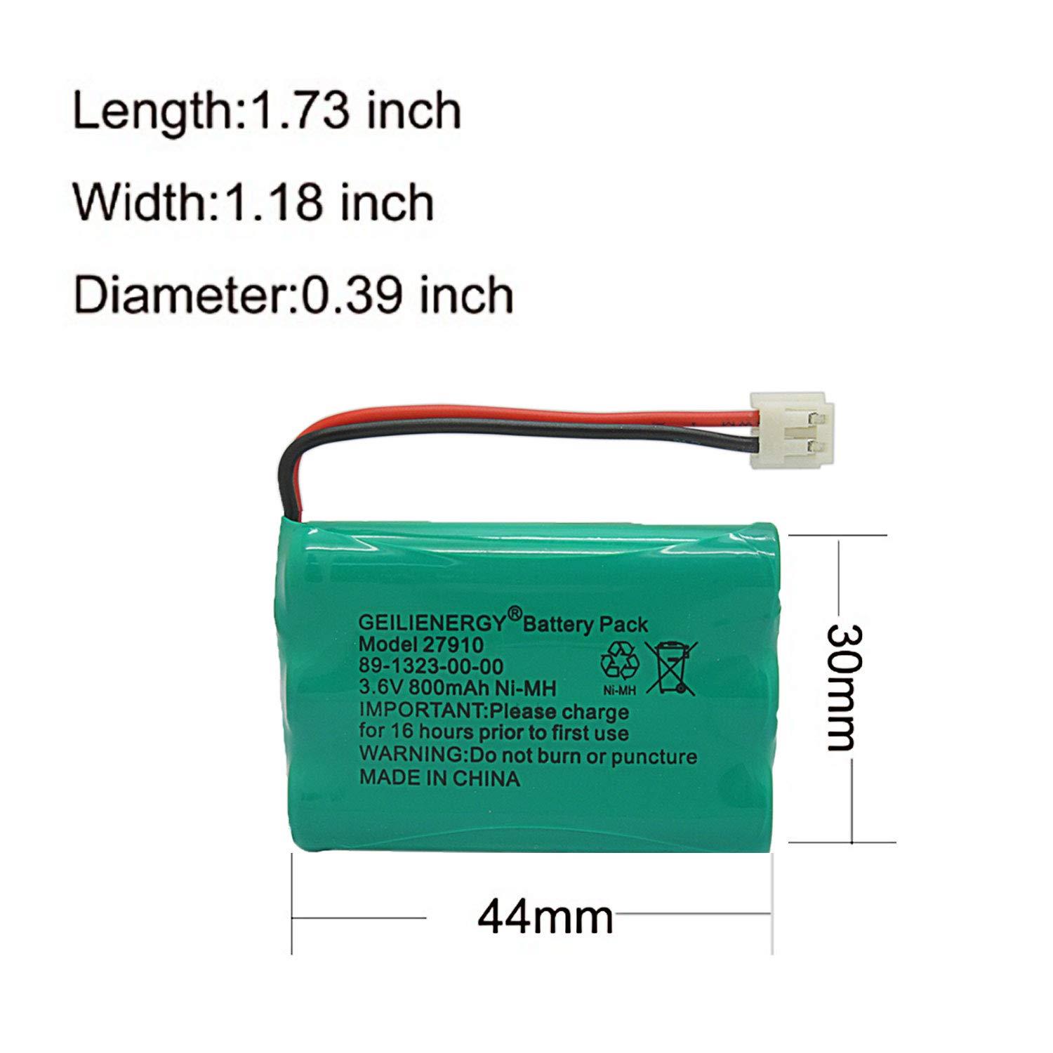 GEILIENERGY 27910 Cordless Phone Battery Rechargeable Compatible with Vtech 89-1323-00-00 at&T E1112 E2801 TL72108 Motorola SD-7501 RadioShack 23-959 Cordless Handsets 3.6V(Pack of 3)