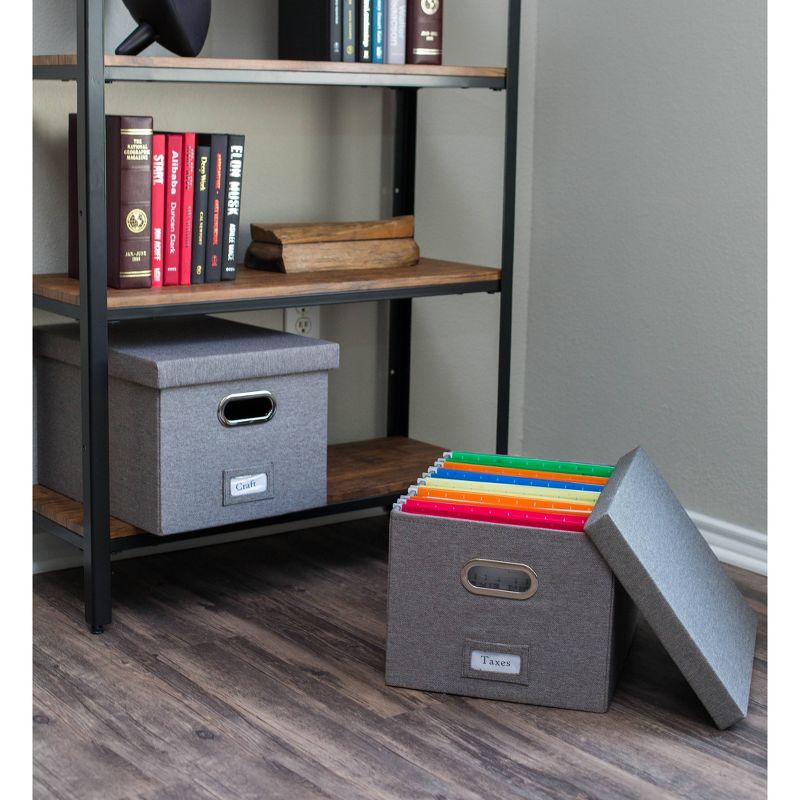 BirdRock Home Set of 2 Linen File Box
