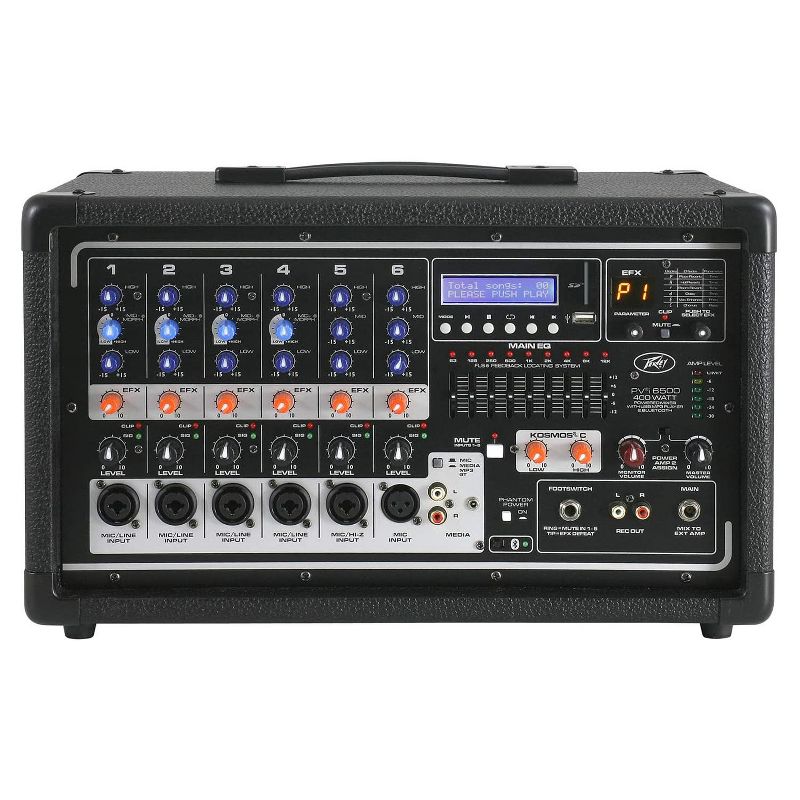Peavey 3601840 PVi 6500 All In One 400 Watt 6 Channel Powered Studio Mixer PA Amplifier System with Bluetooth Feedback Locating System & Kosmos, Black