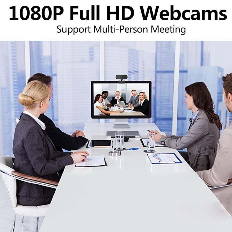 Webcam with Privacy Shutter 1080p Streaming Web Camera Autofocus Computer Webcam with Microphone for Skype Video Calling Conferencing Recording
