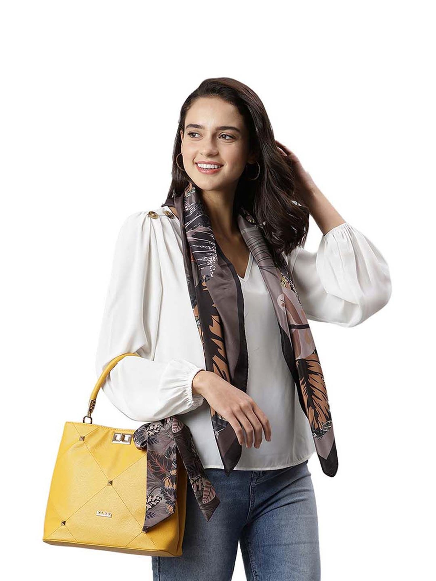 Tossido Brown Printed Stole