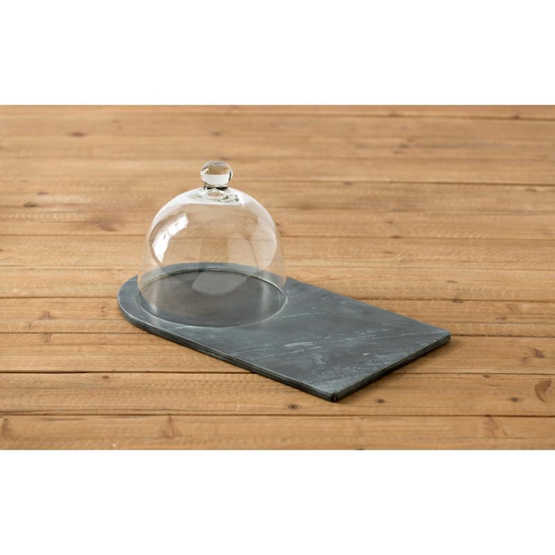 Piedmont Slate Cheese Board With Cloche  - Black - Shiraleah