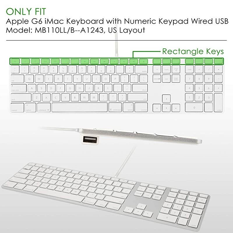 White Keyboard Cover for iMac Wired USB Keyboard A1243 MB110LL/B