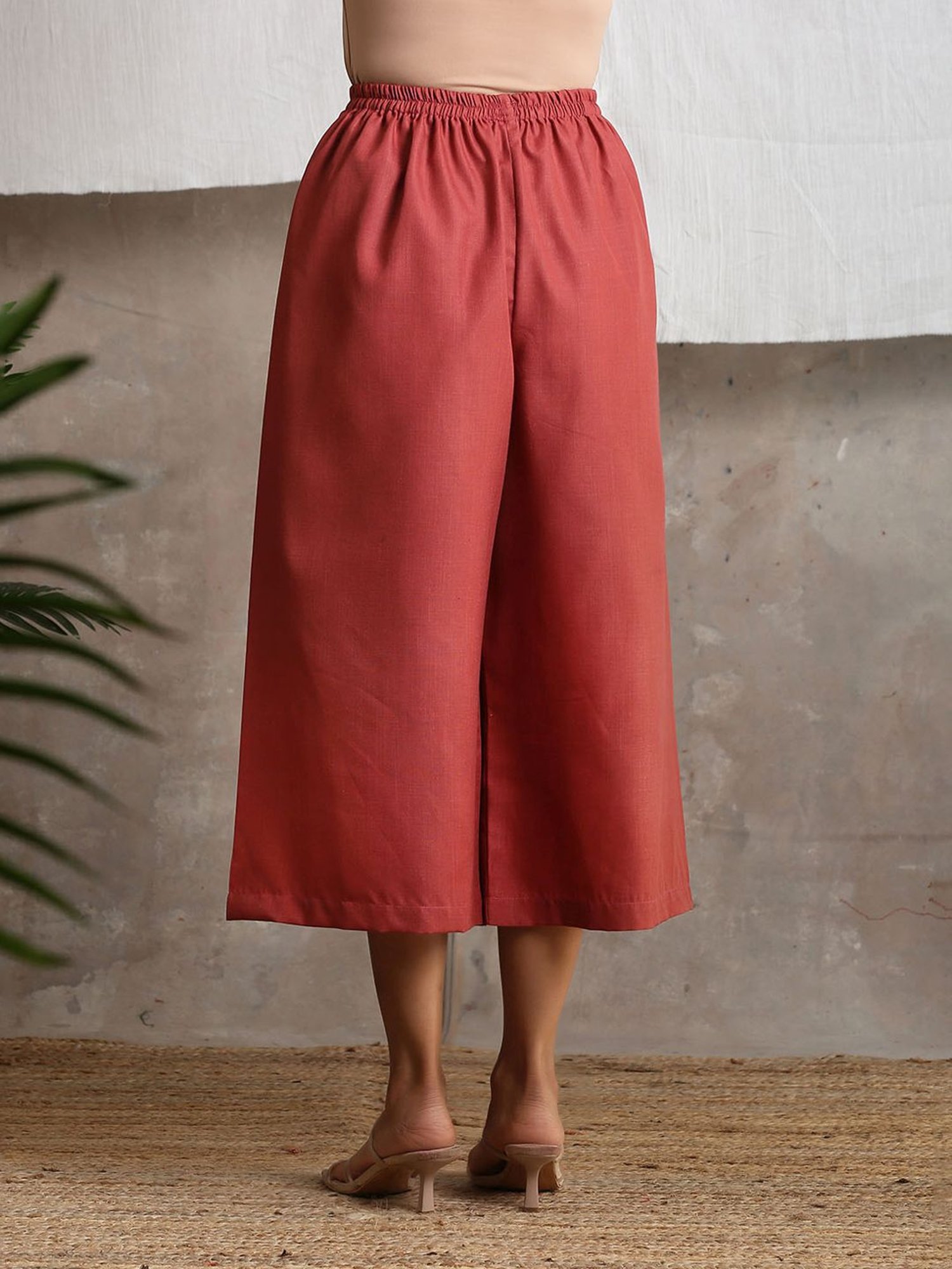 true Browns Barn Red Cotton Linen Palazzo