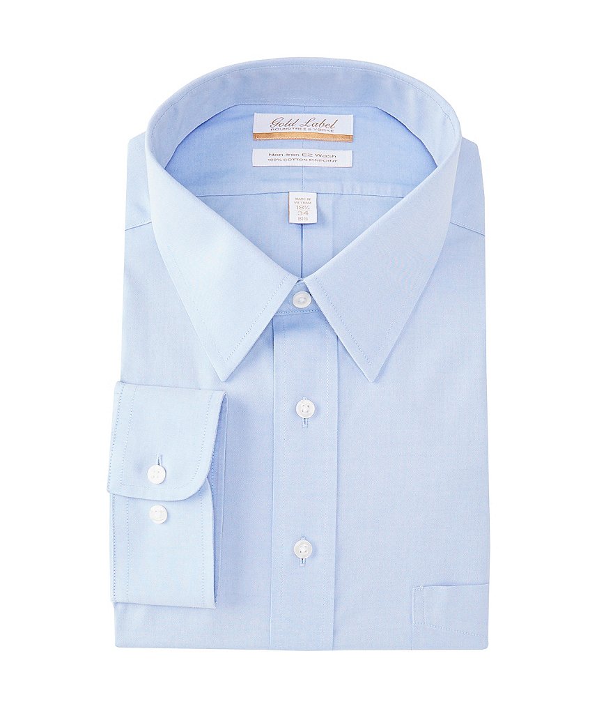 Gold Label Roundtree & Yorke Big & Tall Non-Iron Button-Down Collar Solid Dress Shirt