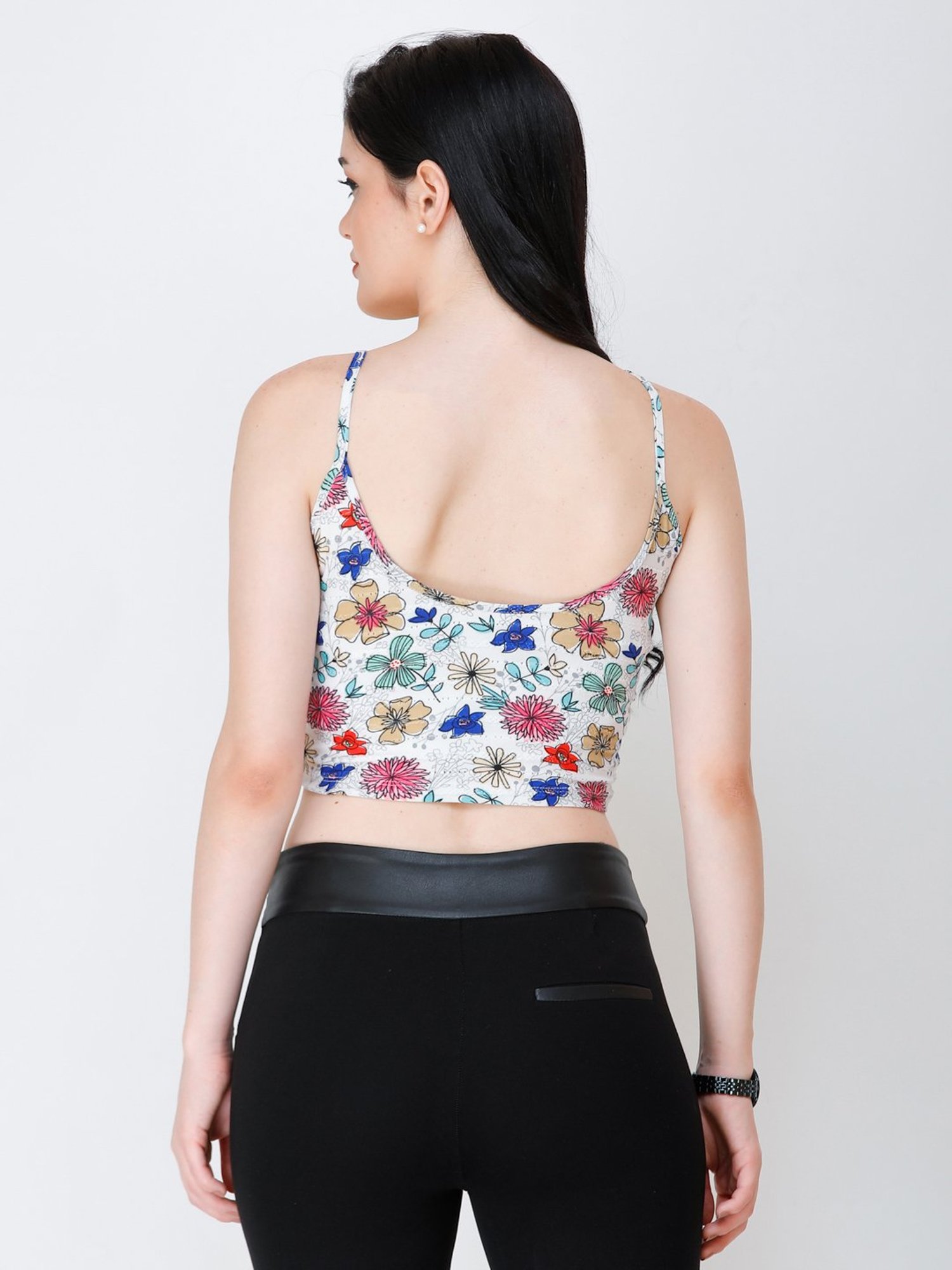 Scorpius White Floral Print Crop Top