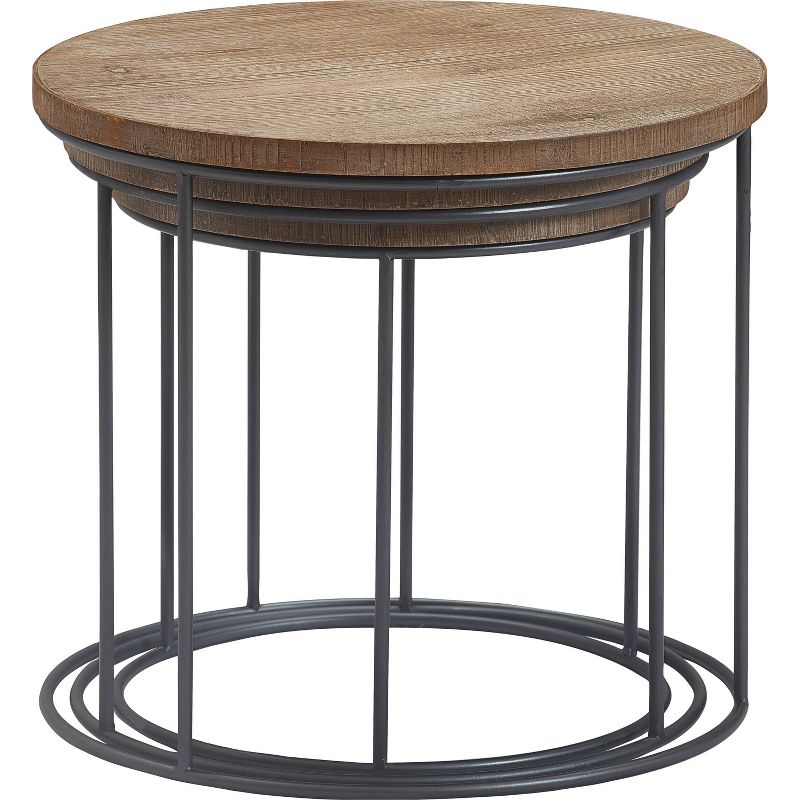 Set of 3 Berkshire Distressed Wood Nesting Side Tables Distressed Wood - Finch