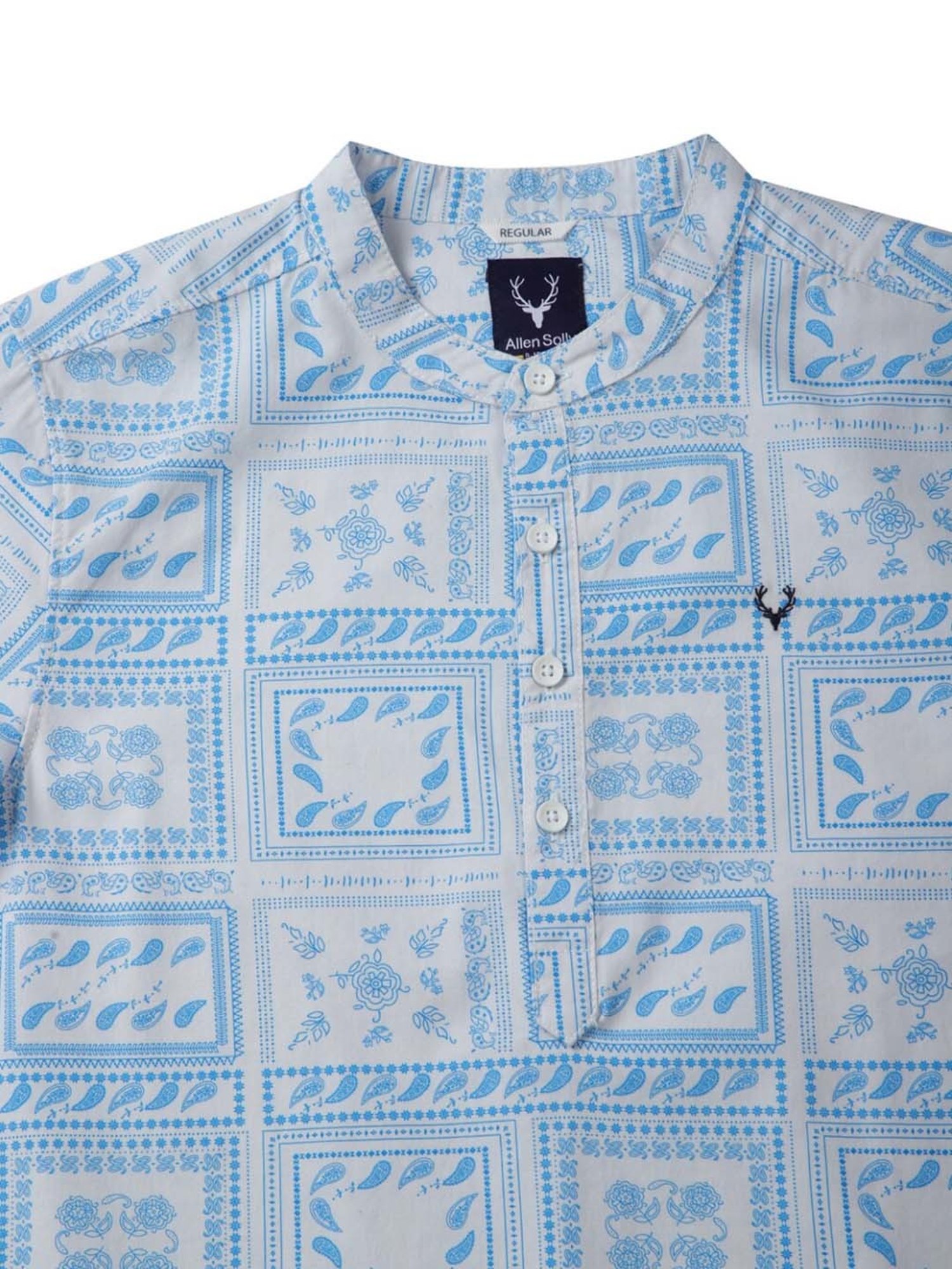 Allen Solly Junior Boys Blue & White Printed Full Sleeves Shirt