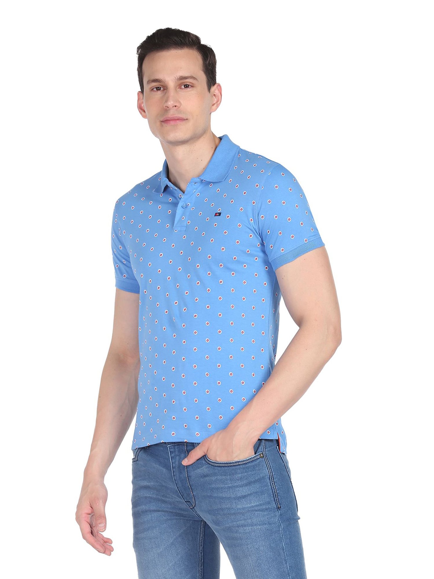 AD by Arvind Royal Blue Polo T-Shirt