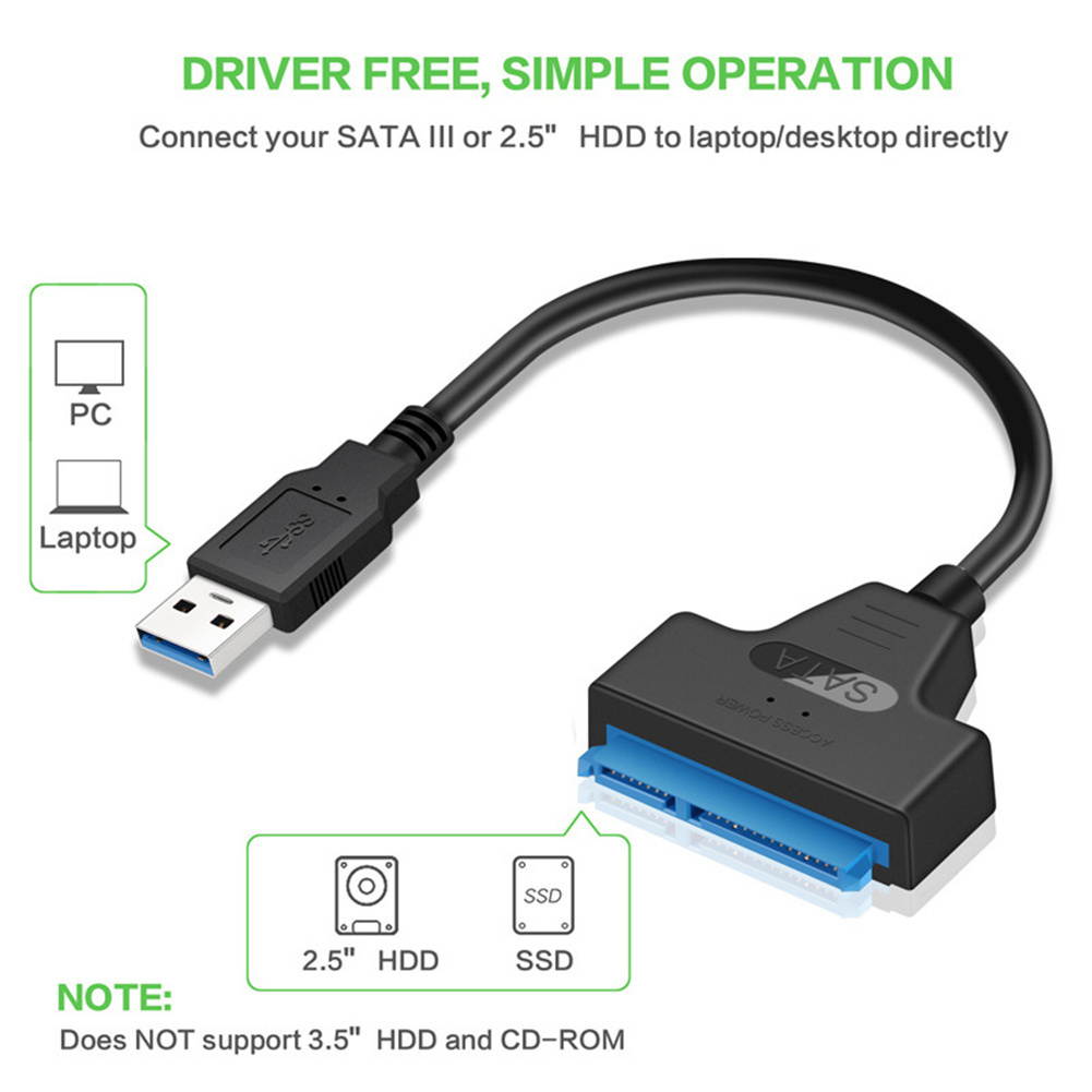 High Speed USB 3.0 to SATA 3 Cable Adapter Up to 6 Gbps Support 2.5 Inch External SSD HDD Hard Drive 22 Pin Sata III Converter Hard Drive Adapters