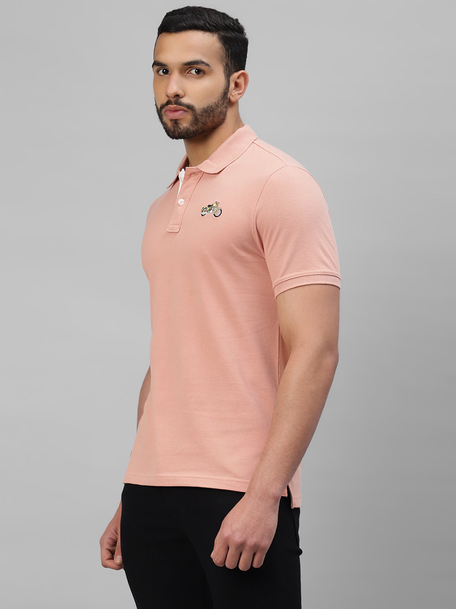 Royal Enfield Peach Regular Fit Basic Motorcycle Polo T-Shirt