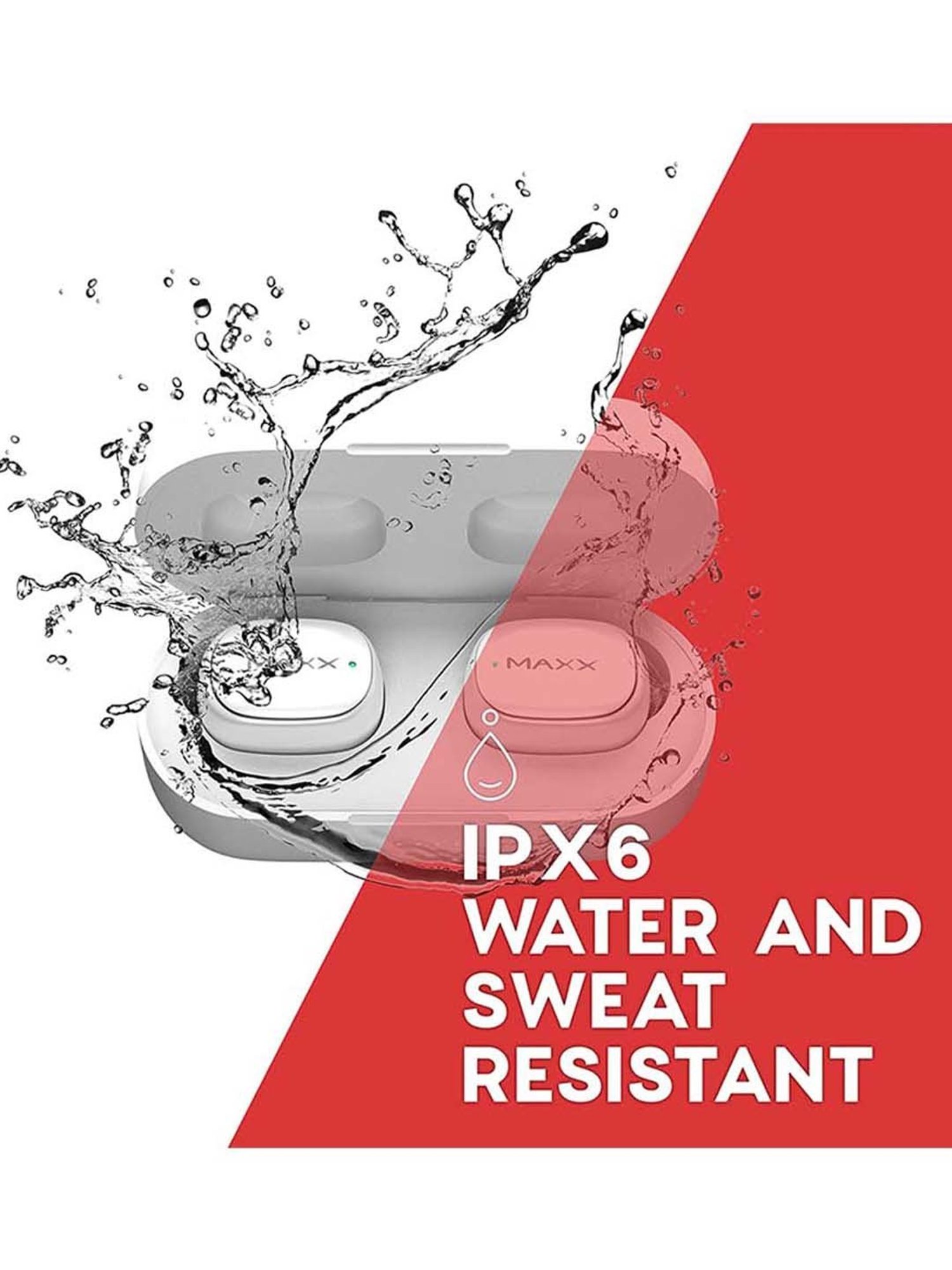 Maxx PX4 Truly Wireless Earbuds with IPX6 Water and Sweat Resistant (White)