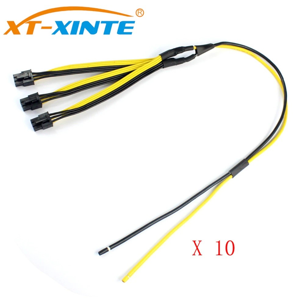10Pcs S7/S9 to Triple 3X PCI-E PCIe PCI Express 6Pin Graphic Card Splitter Power Cable Cord for BTC miner Machine 12AWG+18AWG