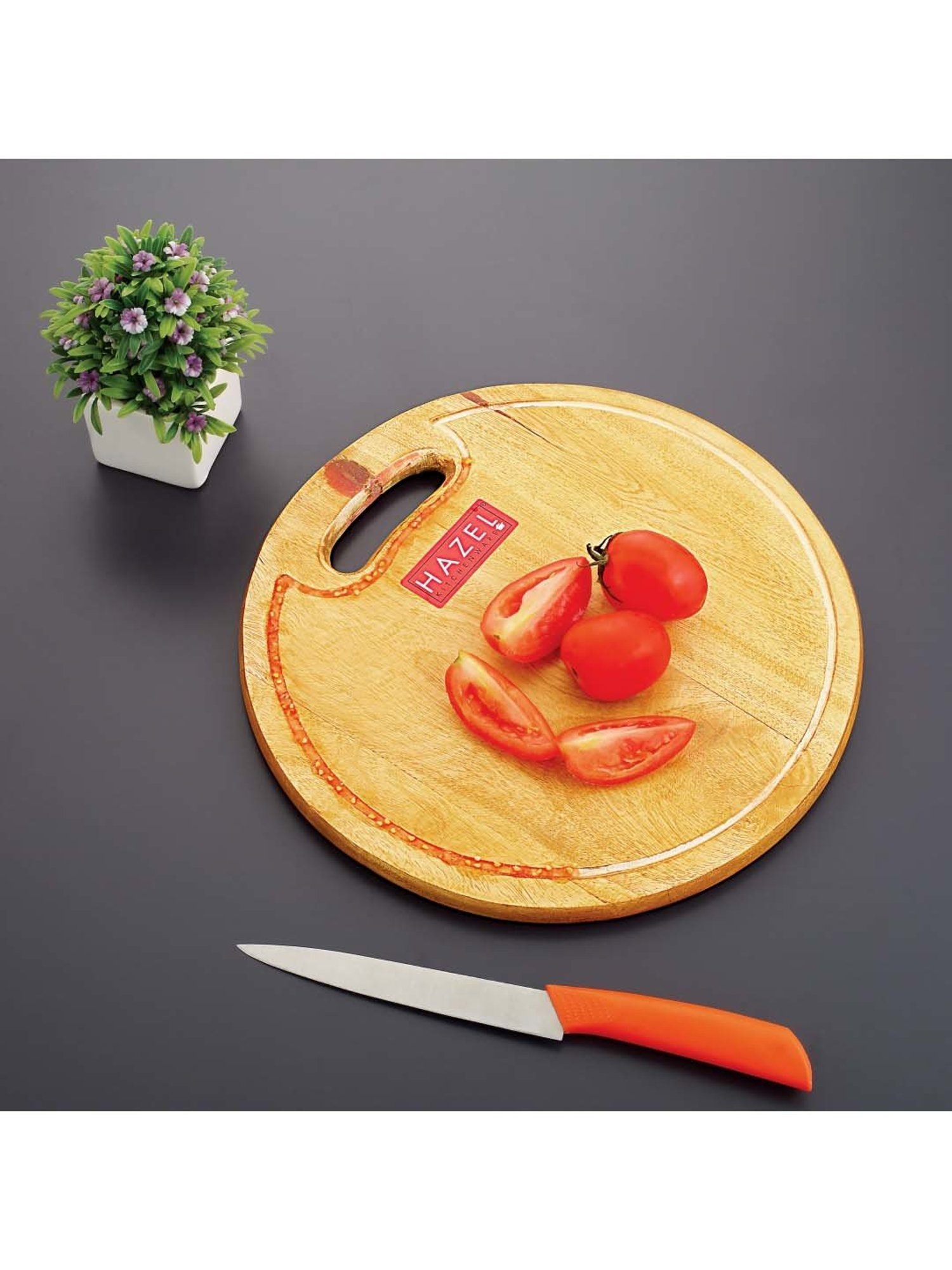 HAZEL Beige Wood Oval-Shaped Thick Vegetable Chopping Board