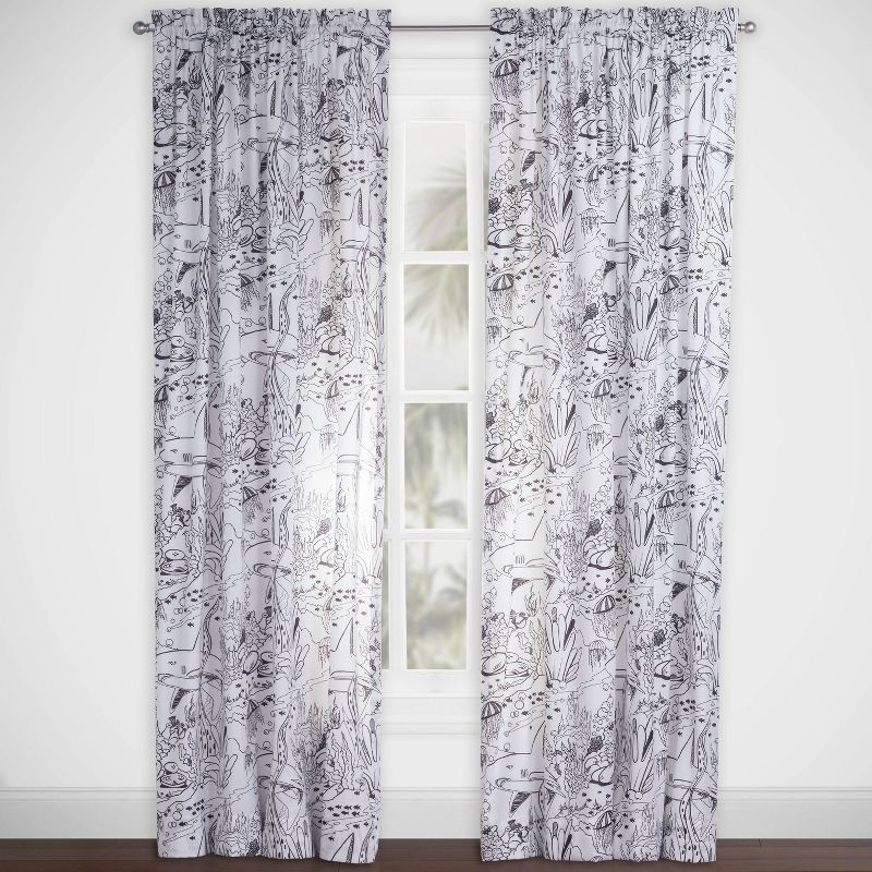 Shark Journey Hidden Pictures Rod Pocket Curtain Panel - Highlights