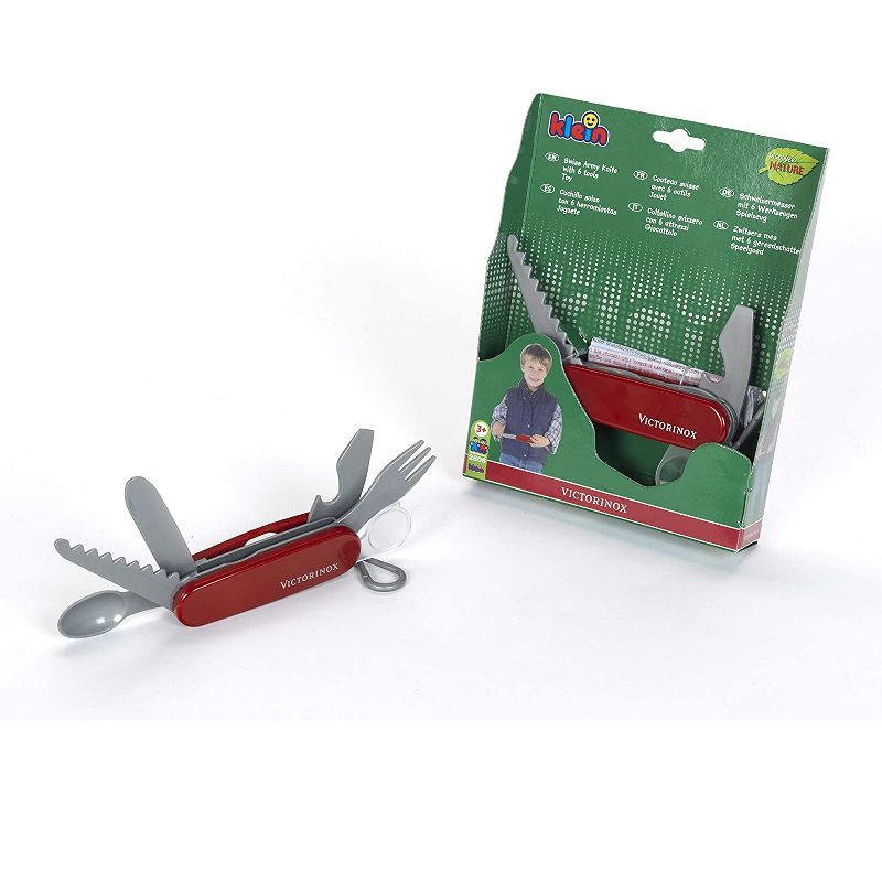 Theo Klein 2639 Boys Girls Kids Childrens Toy Victorinox Plastic Swiss Army Knife with Fork and Magnifying Glass, Red