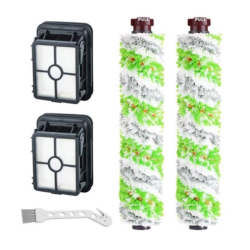 2 Packs Multi-Surface Pet Brush Rolls + 2 Packs Vacuum Filters 1866 Replacement for Bissell Crosswave Vacuum Cleaner, Compare To