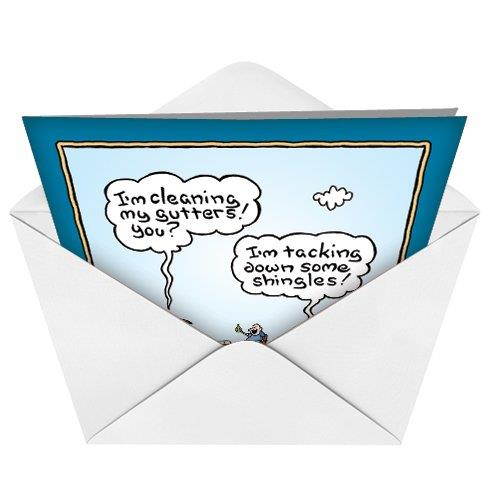 J0366 Jumbo Funny Father's Day Card: Dad on the Roof With Envelope (Extra Large Version: 8.5'' x 11'')