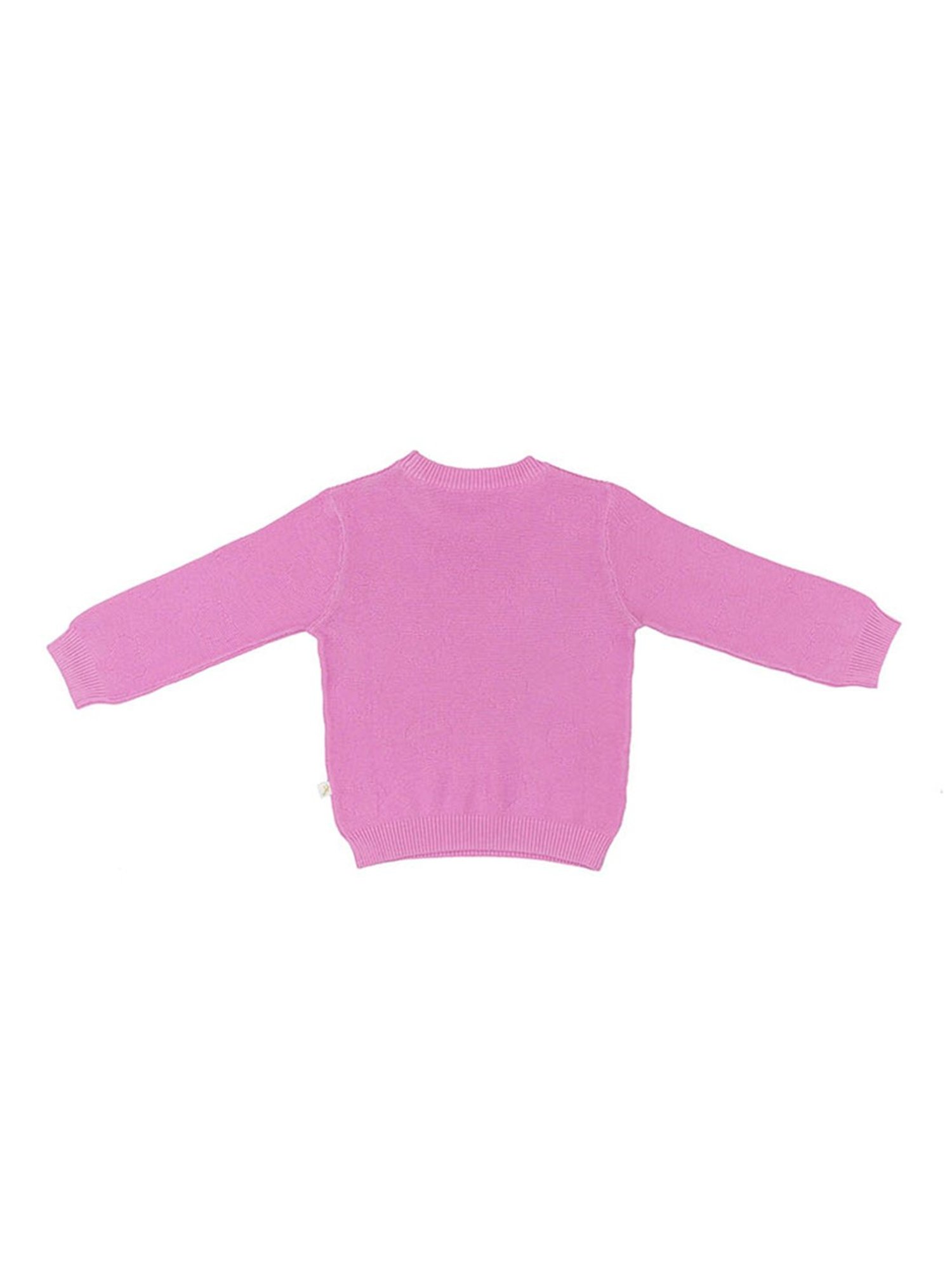 MINIKLUB Girls Green Self Design Full Sleeves Sweater