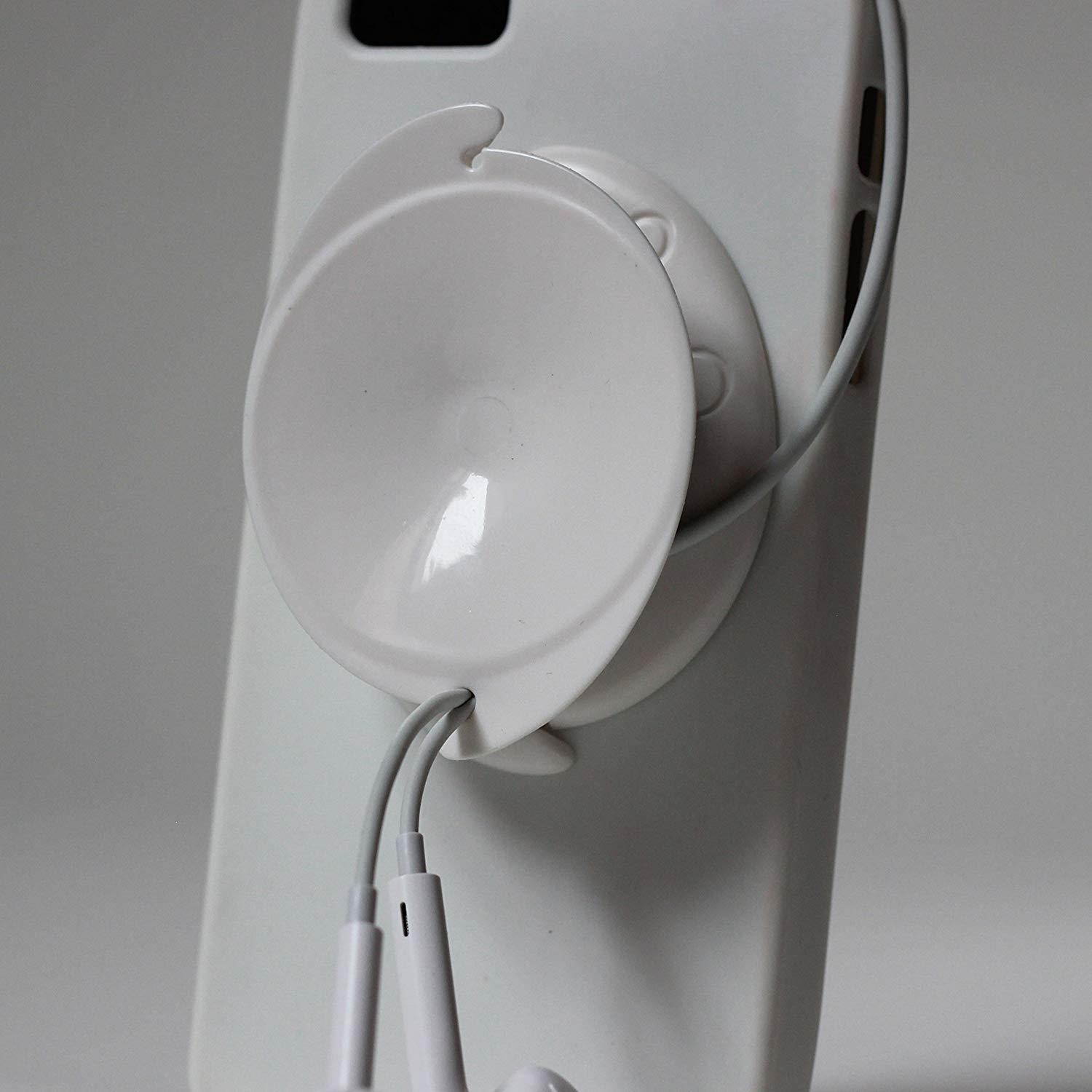 Yofo&reg; - The "Reel" Headphone Solution - Catch Calls with Earbuds & Mic, Avoid Cord Tangle (White)