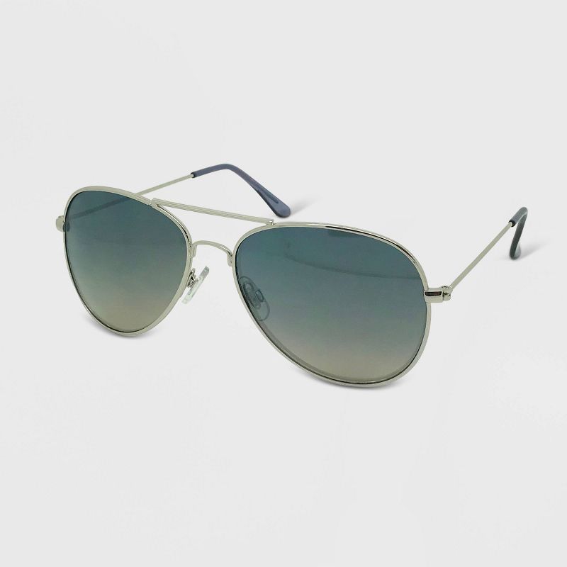 Women's Aviator Metal Silhouette Sunglasses - Wild Fable™ Silver