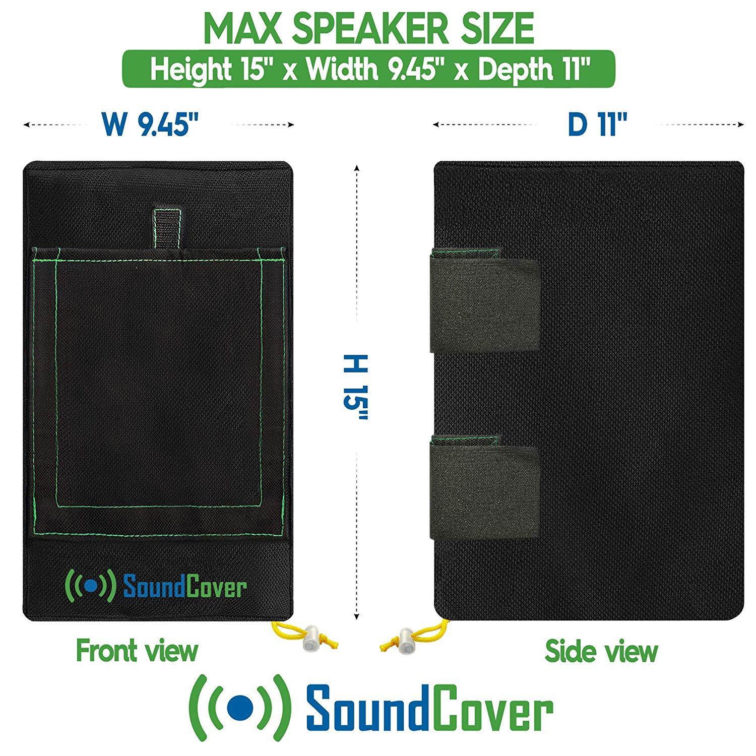 2 Black Heavy Weight Waterproof UV Protection Speaker Covers for Outdoor Speakers with Sound Flap - fits Definitive Technology AW 6500, Klipsch AW-650, Polk Audio 8, Pyle PDWR64BTB/W Speakers