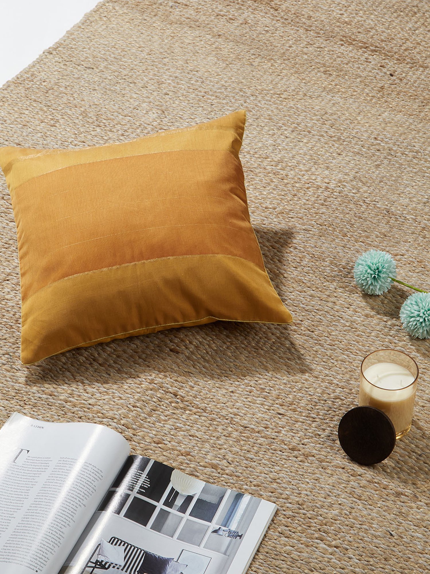 Fabindia Mustard Udai Cushion Cover