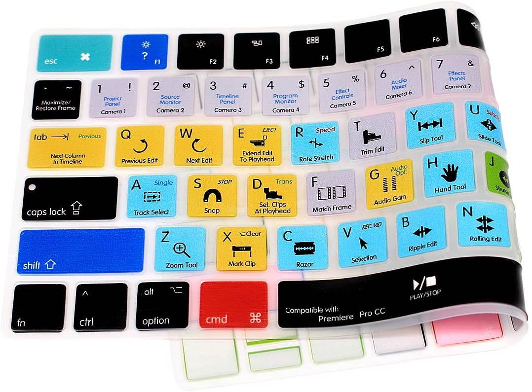 HRH Premiere Pro CC Functional Shortcut Hotkey Keyboard Cover Silicone Skin for Apple Magic Wireless Bluetooth Keyboard MLA22LL/A (A1644,2015 Released) with US Layout