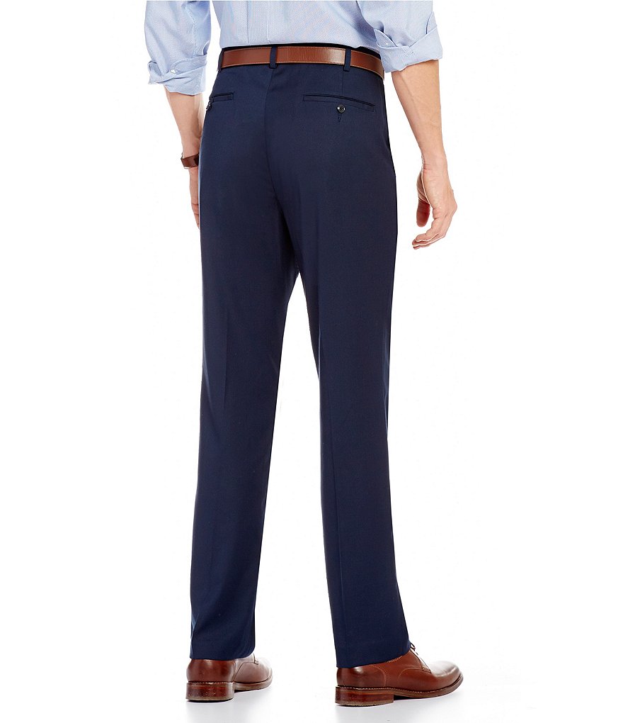Roundtree & Yorke TravelSmart Luxury Gabardine Ultimate Comfort Classic Fit Flat Front Non-Iron Dress Pants