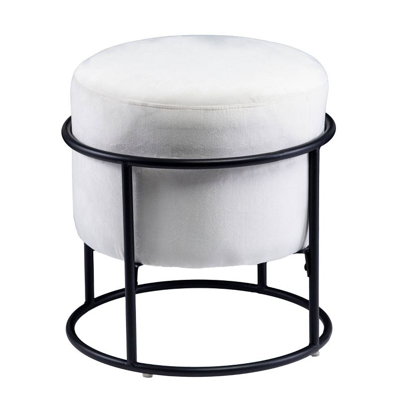 Uplynn Round Upholstered Ottoman Gray/Black - Holly & Martin