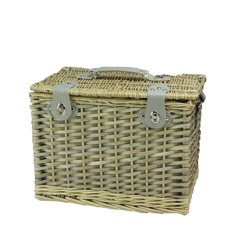 Northlight 15.5" Hand Woven Willow 2-Person Picnic Basket and Accessory Set - Brown