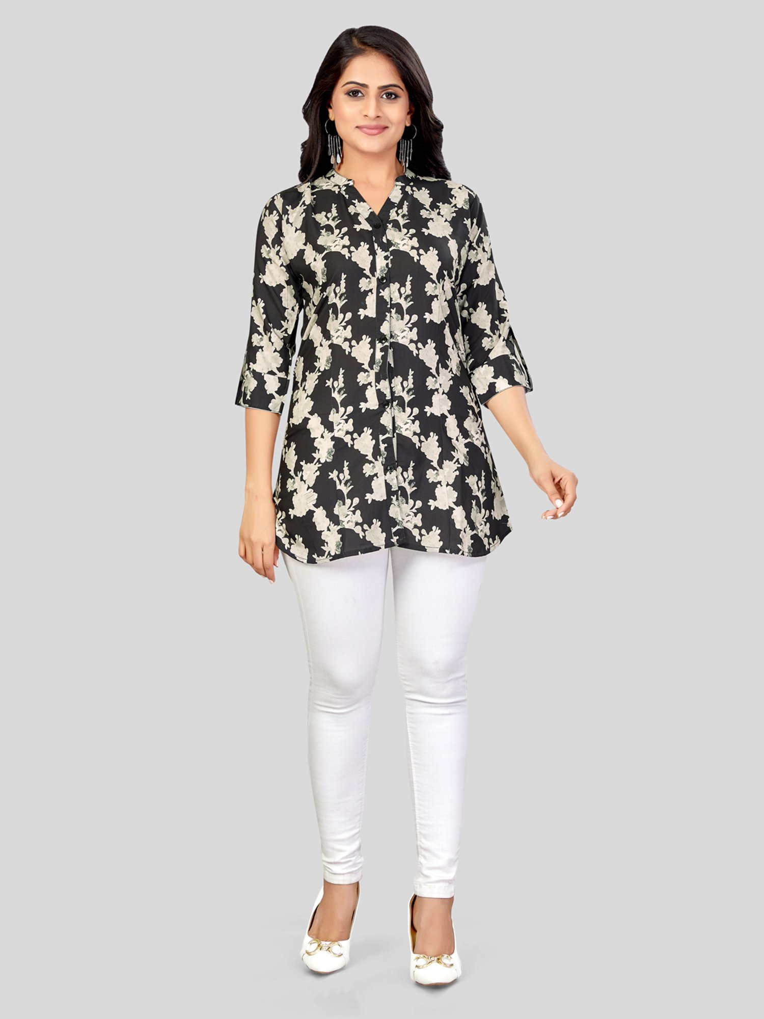 Saree Swarg Black Printed Short Kurti