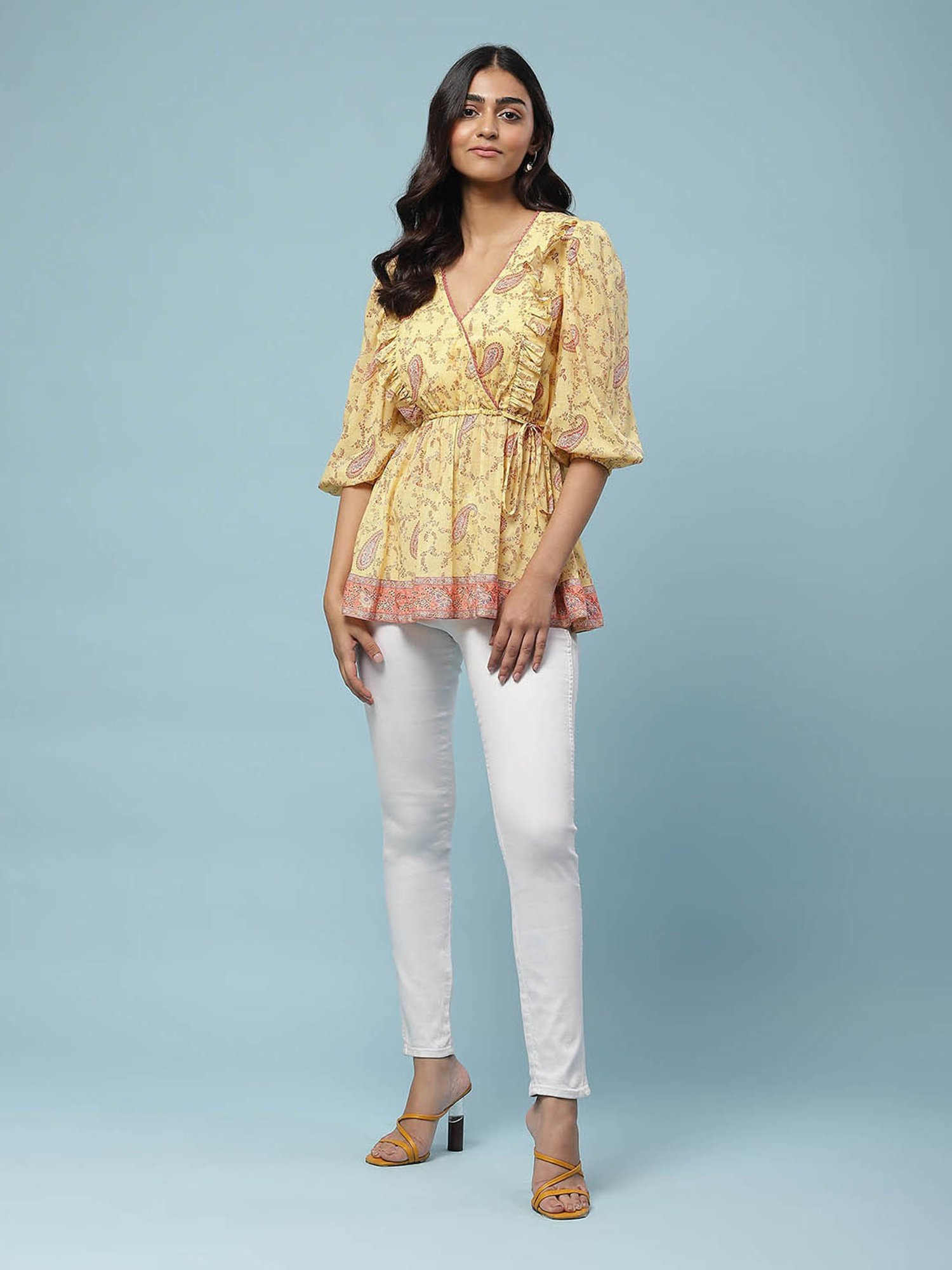 aarke Ritu Kumar Yellow Printed Top