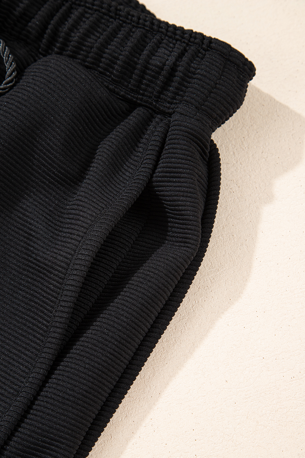 Skobeloff Textured Ruffle Split Top and Drawstring Shorts Set