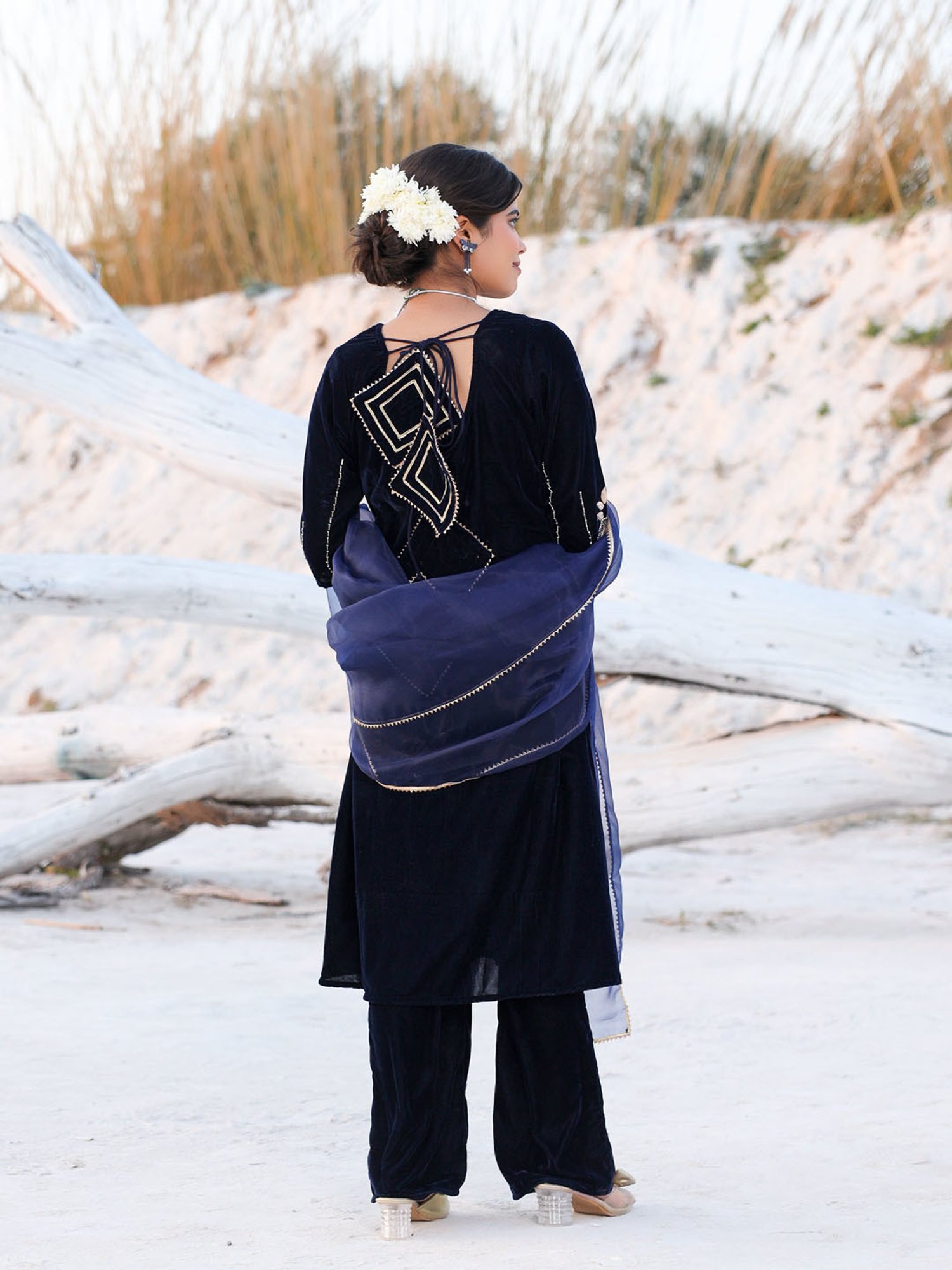 Thread and Button Velvet Ilana Blue Velvet Suit Set