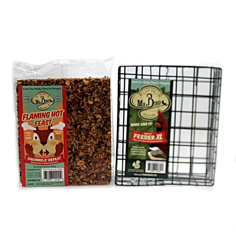 Home & Garden 8.0" Flaming Hot Feast Cake & Cage Set/2 No Mess Melt Wild Bird Mr Bird  -  Bird And Wildlife Food