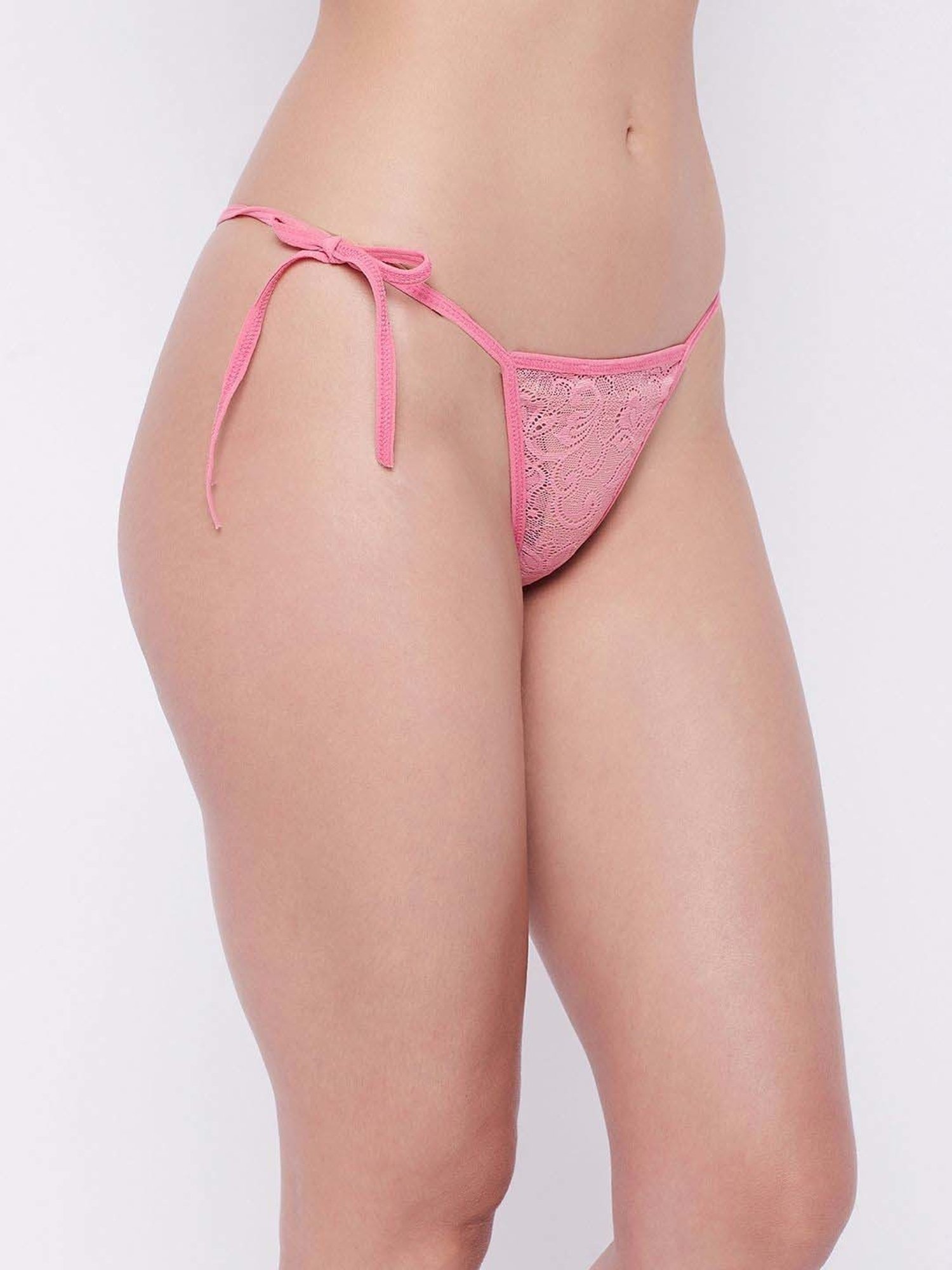 Secrets By ZeroKaata Black & Pink Lace Work Thong Panty - Pack Of 3