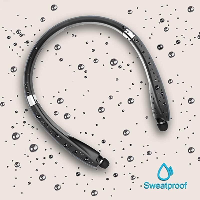 Foldable Bluetooth Headset  Lightweight Retractable Bluetooth Headphones for SportsExercise Noise Cancelling Stereo Neckband Wireless Headset with Carry case
