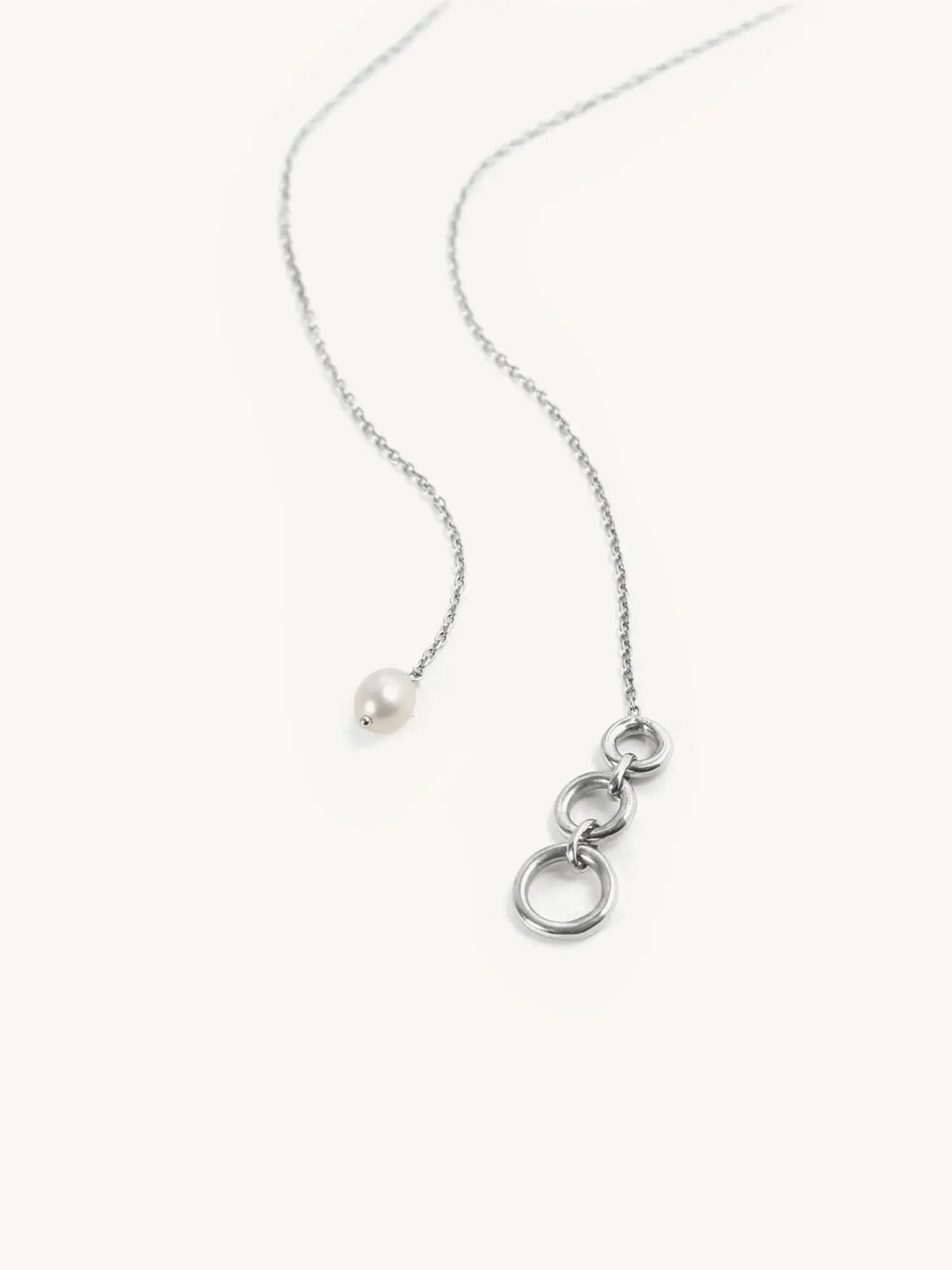 Mabel 92.5 Sterling Silver Rhodium-Plated Halo and Pearl Drop Lariat Necklace