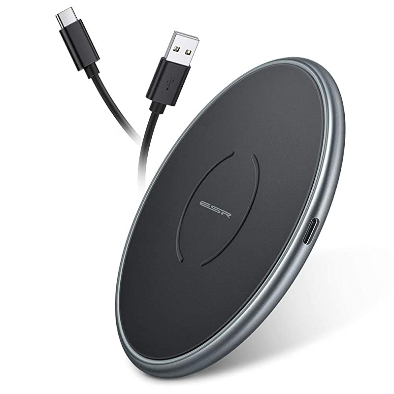 Upgraded]  Wireless Charger, Metal Frame Ultra-Thin Fast Charging Pad, 7.5W for iPhone 12/Mini/Pro/Pro Max/11/SE, 10W Fast Charging for Galaxy S20/S20 Ultra/Note10, Pixel 3/4, Black
