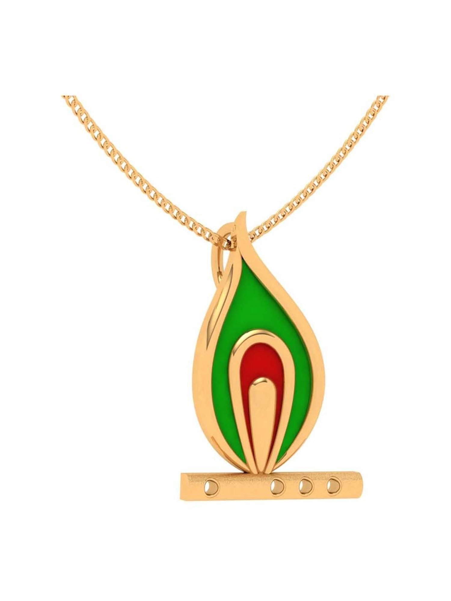 P.C. Chandra Jewellers 18k Yellow Gold Predominant Peacock Feather Pendant