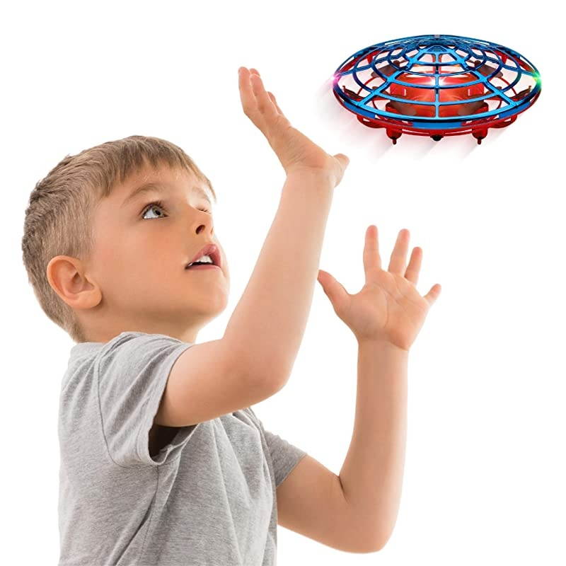 Scoot Combo Hand Operated Drone for Kids or Adults - Hands Free Motion Sensor Mini Drone, Easy Indoor Rechargeable UFO Flying Ball Drone Toy for Boys and Girls (Red/Blue)