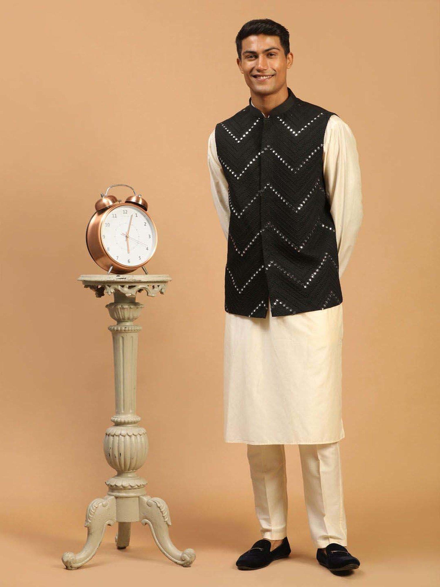 Sanwara White Regular Fit Chikankari Kurta & Churidar Set