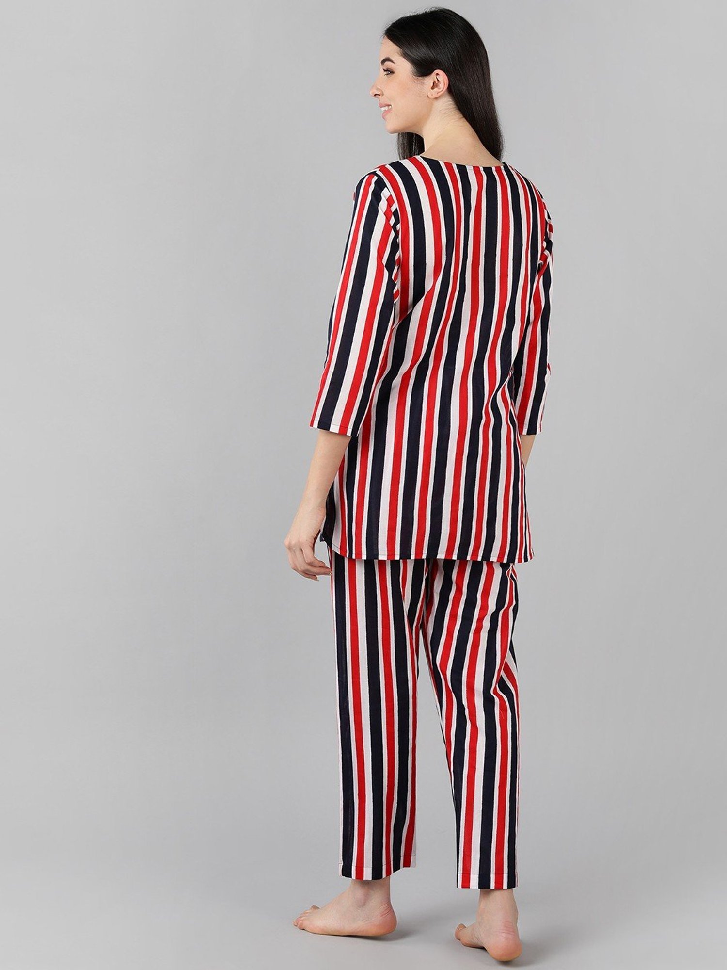 Vaamsi Multicolored Cotton Striped Night Suit