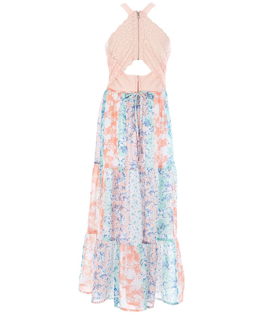 Bonnie Jean Big Girls 7-16 Tie-Dye Chiffon Tiered Maxi Dress