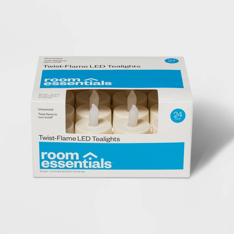 24ct Twist-Flame LED Tealight Candles (Cream) - Room Essentials™